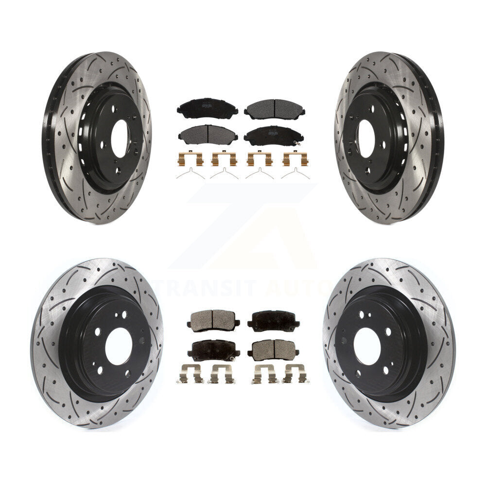 [Avant + Arrière] Kit de disque (percé rainuré revêtu) et plaquette (semi-métallique) de frein pour Acura MDX KDF-100666