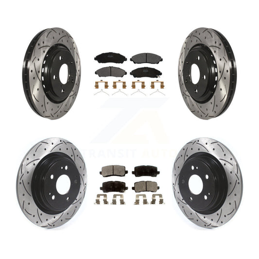 [Avant + Arrière] Kit de disque (percé rainuré revêtu) et plaquette (semi-métallique) de frein pour Acura MDX KDF-100666