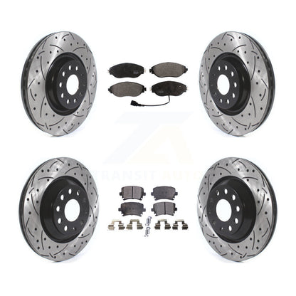 [Avant + Arrière] Kit de disque (percé rainuré revêtu) et plaquette (semi-métallique) de frein pour Volkswagen GTI KDF-100667
