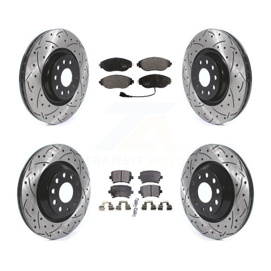 [Avant + Arrière] Kit de disque (percé rainuré revêtu) et plaquette (semi-métallique) de frein pour Volkswagen GTI KDF-100667