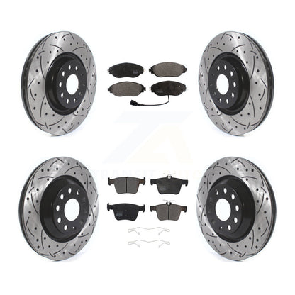 [Avant + Arrière] Kit de disque (percé rainuré revêtu) et plaquette (semi-métallique) de frein pour Audi Volkswagen Golf R S3 Q3 Arteon KDF-100668