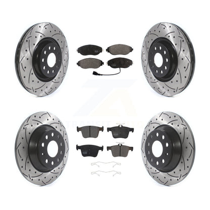 [Avant + Arrière] Kit de disque (percé rainuré revêtu) et plaquette (semi-métallique) de frein pour Volkswagen Tiguan Jetta KDF-100669