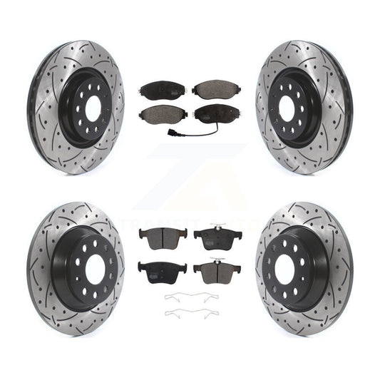 [Avant + Arrière] Kit de disque (percé rainuré revêtu) et plaquette (semi-métallique) de frein pour Volkswagen Tiguan Jetta KDF-100669