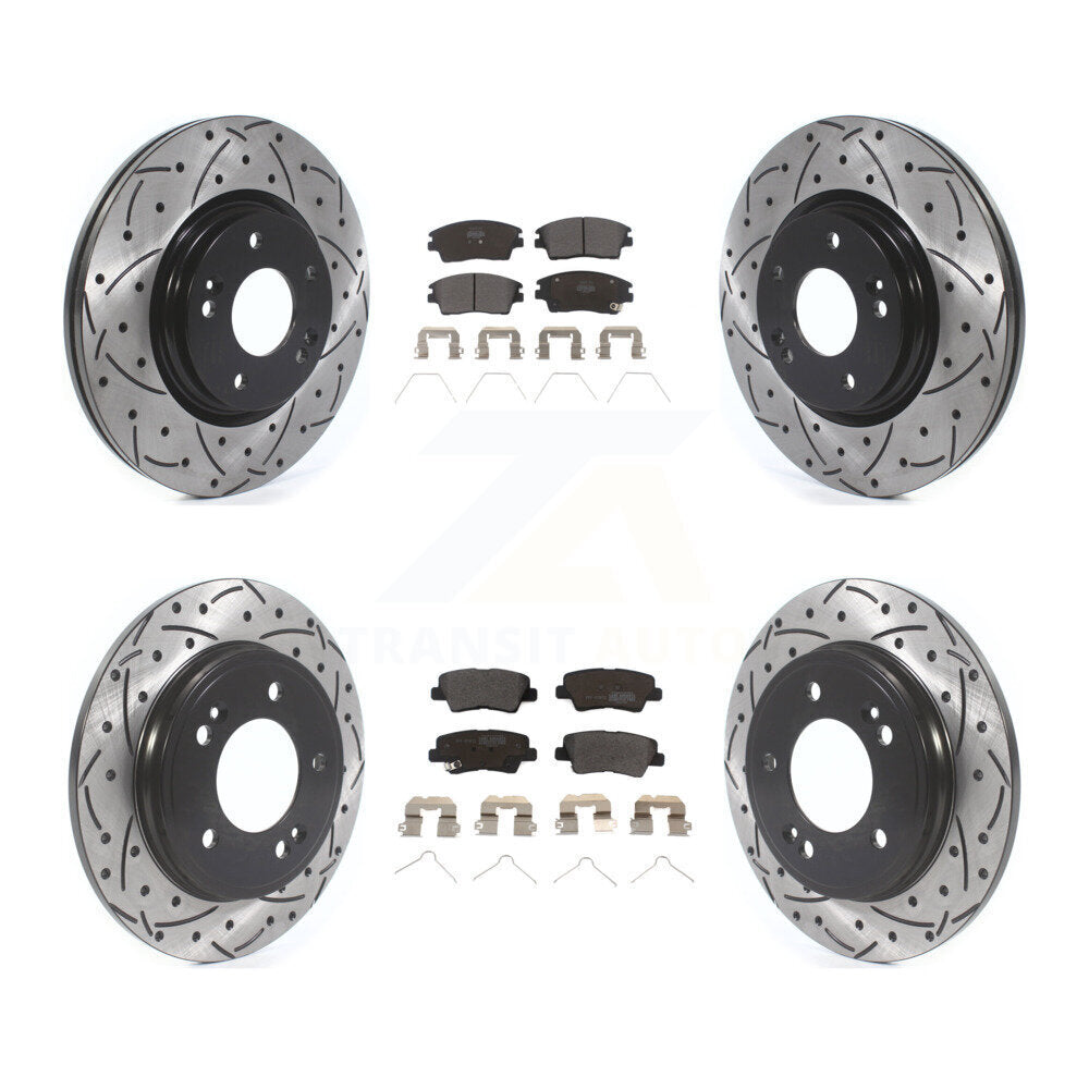 [Avant + Arrière] Kit de disque (percé rainuré revêtu) et plaquette (semi-métallique) de frein pour 2017-2020 Hyundai Elantra 1.6L KDF-100673