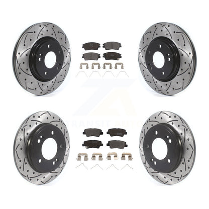 [Avant + Arrière] Kit de disque (percé rainuré revêtu) et plaquette (semi-métallique) de frein pour 2017-2020 Hyundai Elantra 1.6L KDF-100673