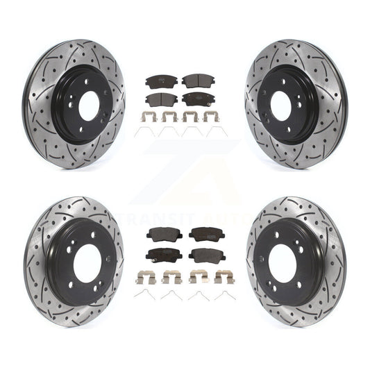 [Avant + Arrière] Kit de disque (percé rainuré revêtu) et plaquette (semi-métallique) de frein pour 2017-2020 Hyundai Elantra 1.6L KDF-100673