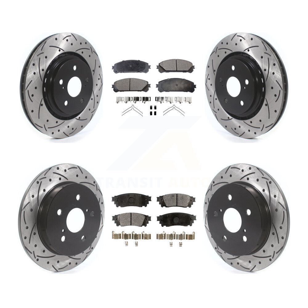[Avant + Arrière] Kit de disque (percé rainuré revêtu) et plaquette (semi-métallique) de frein pour Toyota Camry Avalon TRD KDF-100677