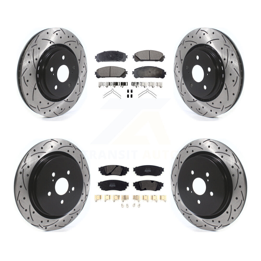 [Avant + Arrière] Kit de disque (percé rainuré revêtu) et plaquette (semi-métallique) de frein pour Lexus RX350 RX450h RX350L RX450hL KDF-100678