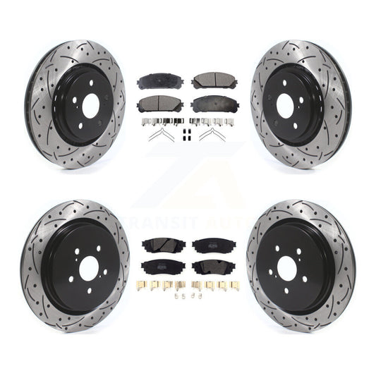 [Avant + Arrière] Kit de disque (percé rainuré revêtu) et plaquette (semi-métallique) de frein pour Lexus RX350 RX450h RX350L RX450hL KDF-100678