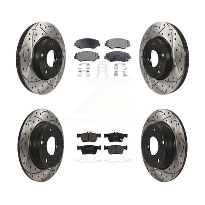 [Avant + Arrière] Kit de disque (percé rainuré revêtu) et plaquette (semi-métallique) de frein pour Honda Civic KDF-100679