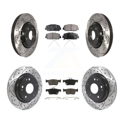 [Avant + Arrière] Kit de disque (percé rainuré revêtu) et plaquette (semi-métallique) de frein pour Honda Civic KDF-100680