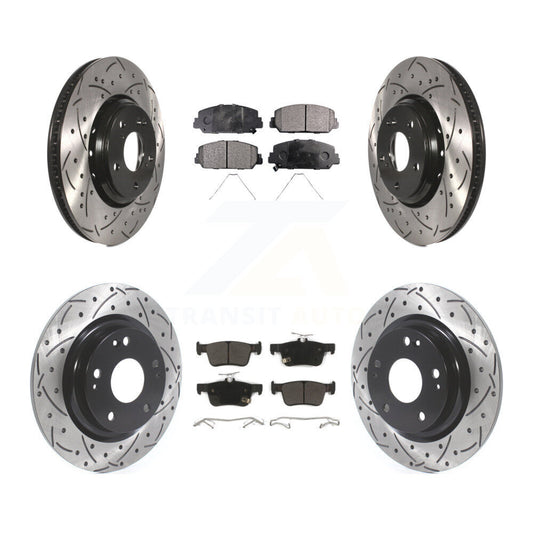 [Avant + Arrière] Kit de disque (percé rainuré revêtu) et plaquette (semi-métallique) de frein pour Honda Civic KDF-100680