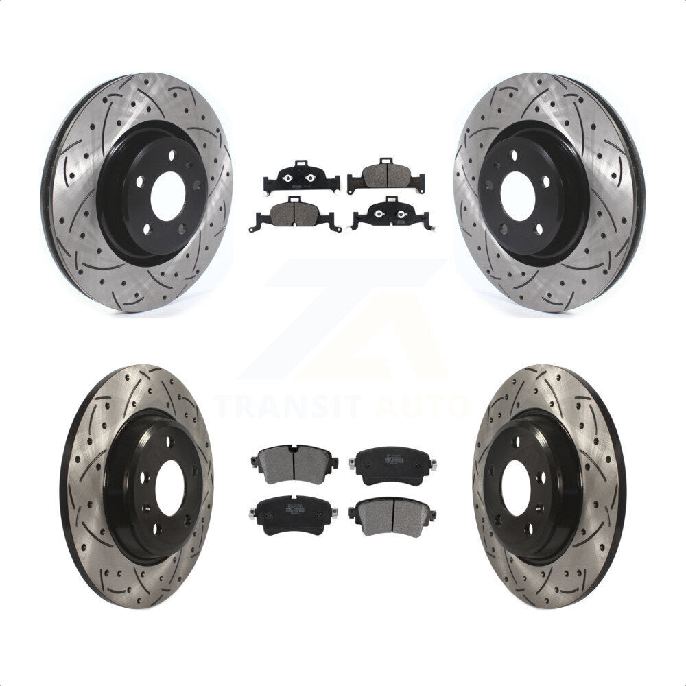 [Avant + Arrière] Kit de disque (percé rainuré revêtu) et plaquette (semi-métallique) de frein pour Audi A4 Quattro KDF-100682 par Transit Auto