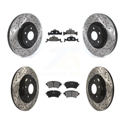 [Avant + Arrière] Kit de disque (percé rainuré revêtu) et plaquette (semi-métallique) de frein pour Audi A4 Quattro KDF-100682 par Transit Auto