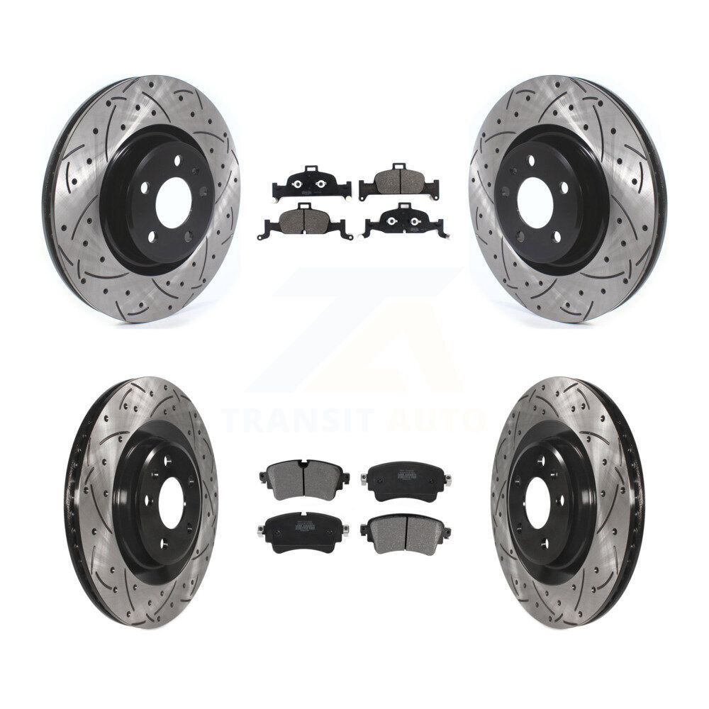 [Avant + Arrière] Kit de disque (percé rainuré revêtu) et plaquette (semi-métallique) de frein pour Audi Q5 A5 Quattro A4 A6 Sportback allroad KDF-100683