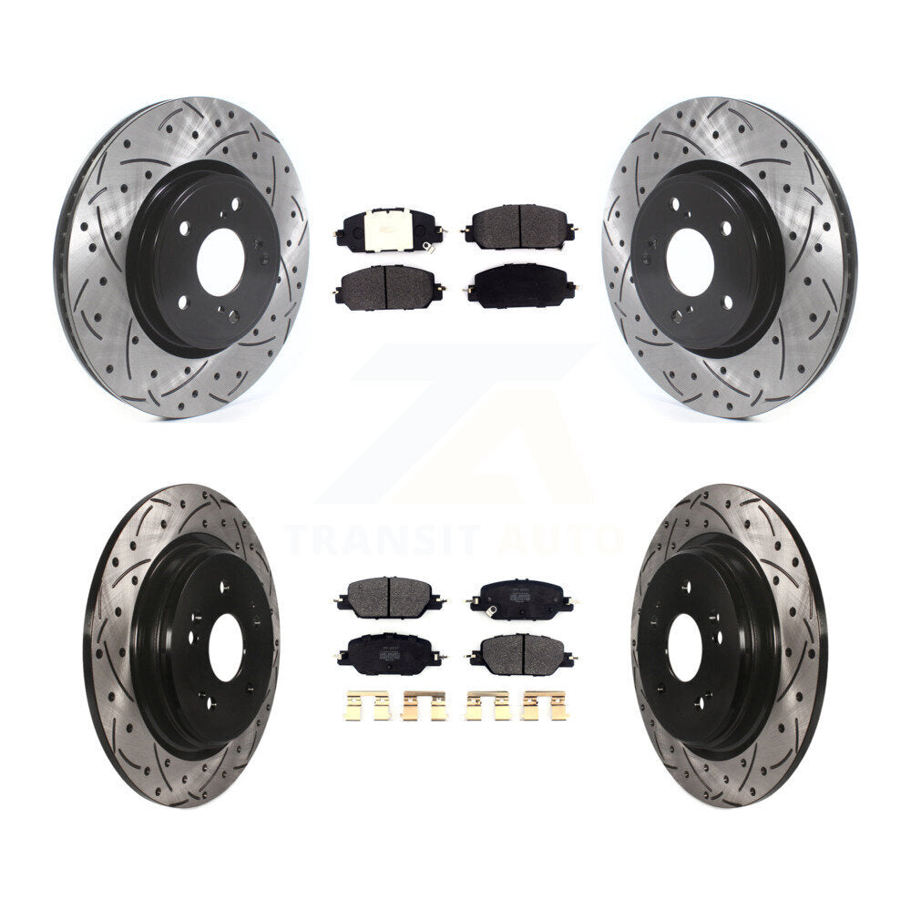 [Avant + Arrière] Kit de disque (percé rainuré revêtu) et plaquette (semi-métallique) de frein pour Honda CR-V KDF-100684