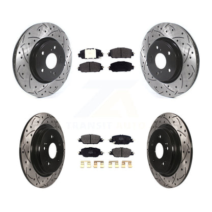 [Avant + Arrière] Kit de disque (percé rainuré revêtu) et plaquette (semi-métallique) de frein pour Honda CR-V KDF-100684