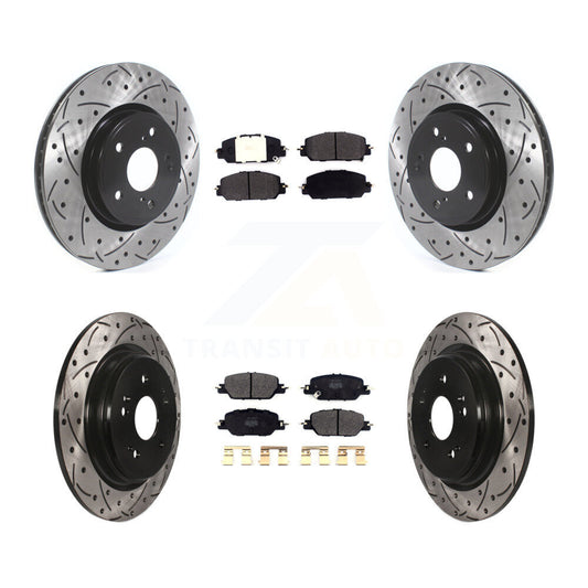 [Avant + Arrière] Kit de disque (percé rainuré revêtu) et plaquette (semi-métallique) de frein pour Honda CR-V KDF-100684