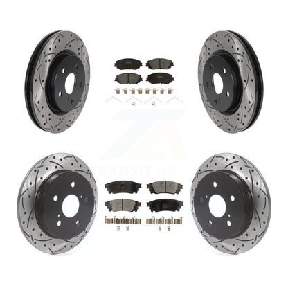 [Avant + Arrière] Kit de disque (percé rainuré revêtu) et plaquette (semi-métallique) de frein pour Toyota Camry RAV4 Lexus ES350 Avalon ES300h UX250h UX200 C-HR Venza ES250 Corolla Cross KDF-100685