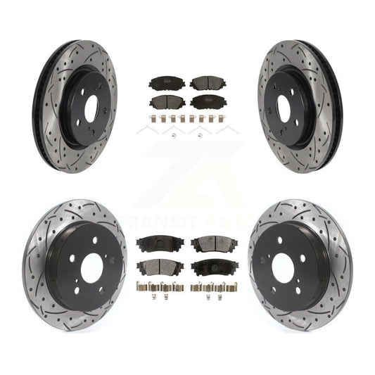 [Avant + Arrière] Kit de disque (percé rainuré revêtu) et plaquette (semi-métallique) de frein pour Toyota Camry RAV4 Lexus ES350 Avalon ES300h UX250h UX200 C-HR Venza ES250 Corolla Cross KDF-100685