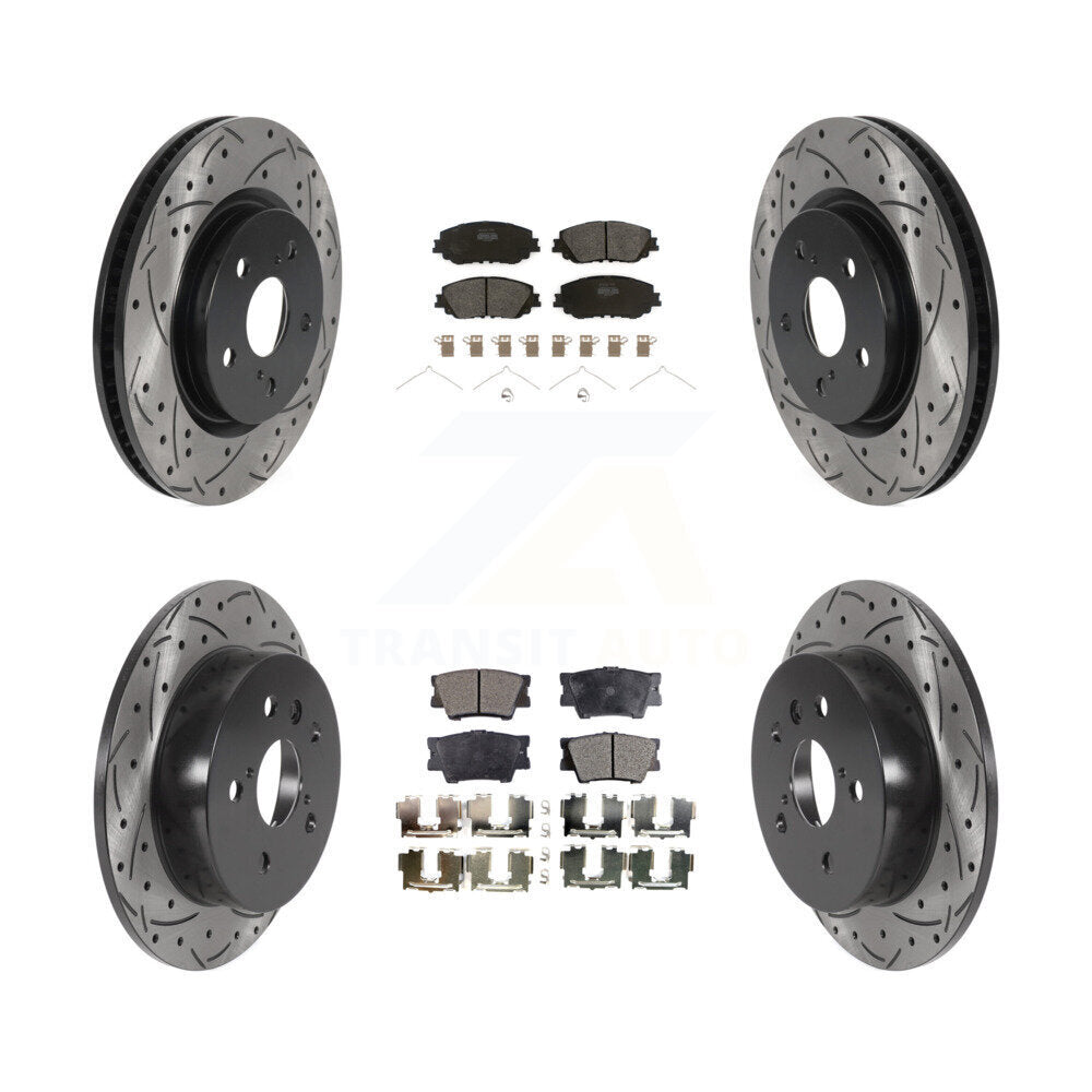 [Avant + Arrière] Kit de disque (percé rainuré revêtu) et plaquette (semi-métallique) de frein pour Toyota Camry KDF-100686