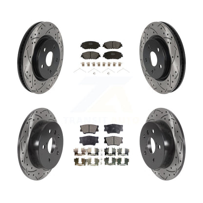 [Avant + Arrière] Kit de disque (percé rainuré revêtu) et plaquette (semi-métallique) de frein pour Toyota Camry KDF-100686