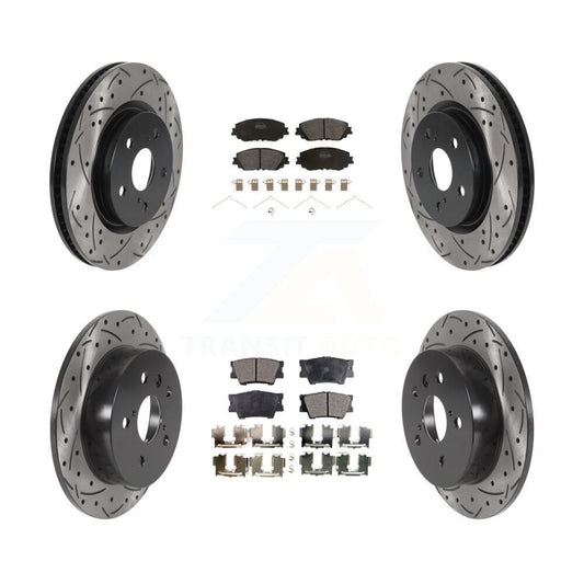 [Avant + Arrière] Kit de disque (percé rainuré revêtu) et plaquette (semi-métallique) de frein pour Toyota Camry KDF-100686