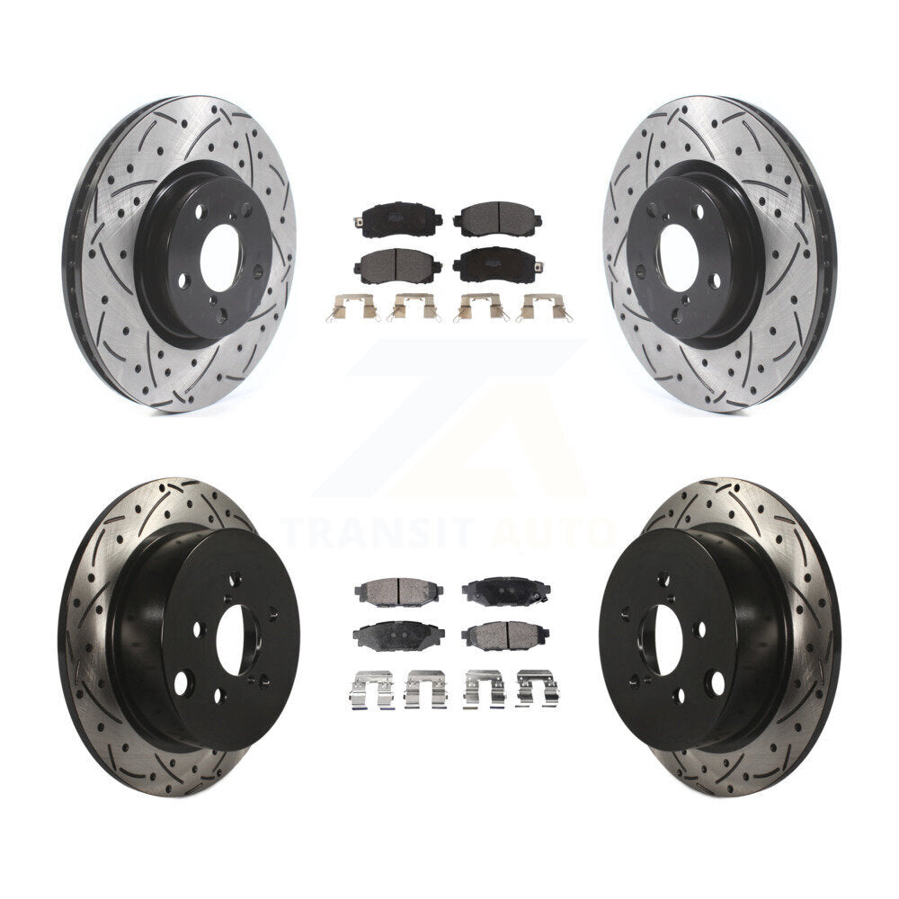 [Avant + Arrière] Kit de disque (percé rainuré revêtu) et plaquette (semi-métallique) de frein pour 2017-2021 Subaru Impreza avec 276mm Diameter Rotor KDF-100689
