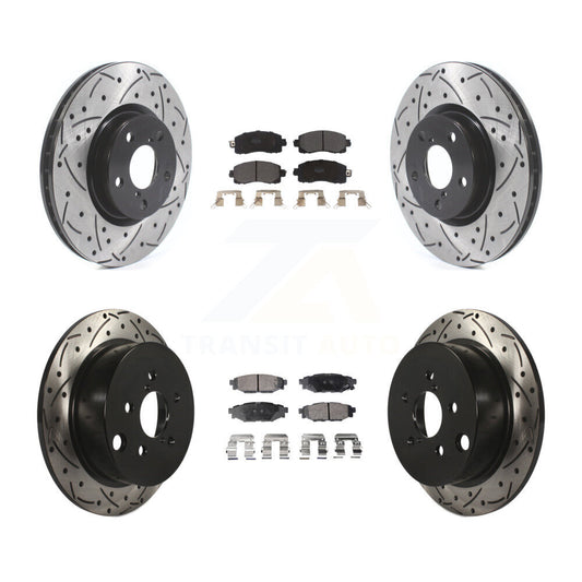 [Avant + Arrière] Kit de disque (percé rainuré revêtu) et plaquette (semi-métallique) de frein pour 2017-2021 Subaru Impreza avec 276mm Diameter Rotor KDF-100689