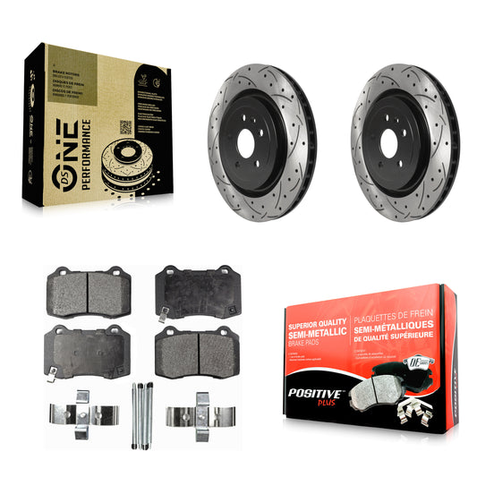 [Arrière] Kit de disque (percé rainuré revêtu) et plaquette (semi-métallique) de frein pour Chevrolet Camaro Cadillac CTS KDF-100690
