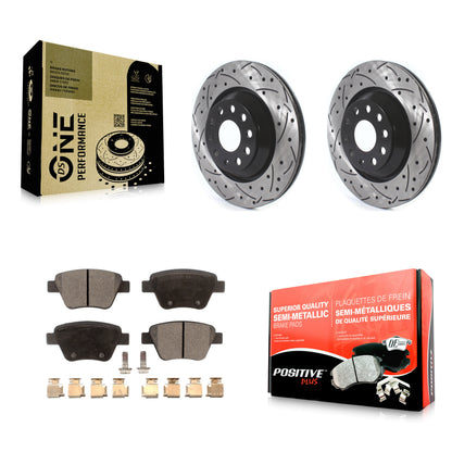 [Arrière] Kit de disque (percé rainuré revêtu) et plaquette (semi-métallique) de frein pour 2013 Volkswagen GTI avec 310mm Diameter Rotor KDF-100698