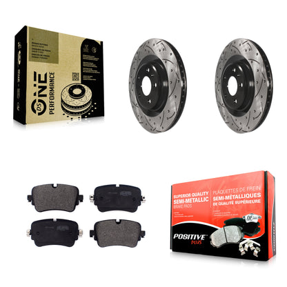 [Arrière] Kit de disque (percé rainuré revêtu) et plaquette (semi-métallique) de frein pour 2017-2018 Audi Q7 avec 350mm Diameter Front Rotor KDF-100701
