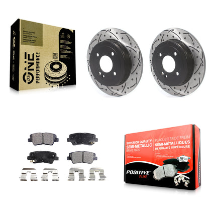 [Arrière] Kit de disque (percé rainuré revêtu) et plaquette (semi-métallique) de frein pour Hyundai Accent Kia Rio KDF-100703