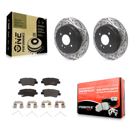 [Arrière] Kit de disque (percé rainuré revêtu) et plaquette (semi-métallique) de frein pour Hyundai Accent Kia Rio KDF-100704