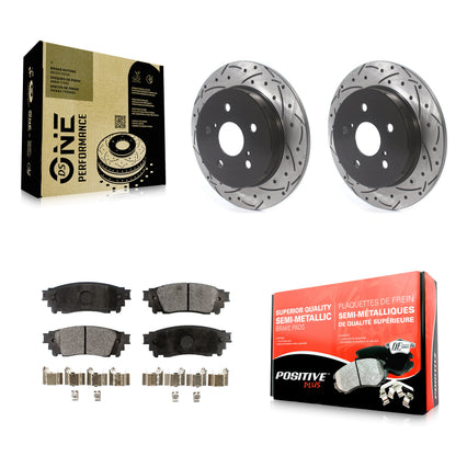 [Arrière] Kit de disque (percé rainuré revêtu) et plaquette (semi-métallique) de frein pour Toyota Camry RAV4 Lexus NX200t C-HR NX300 ES350 Avalon NX300h ES300h UX250h UX200 Venza ES250 Corolla Cross KDF-100705