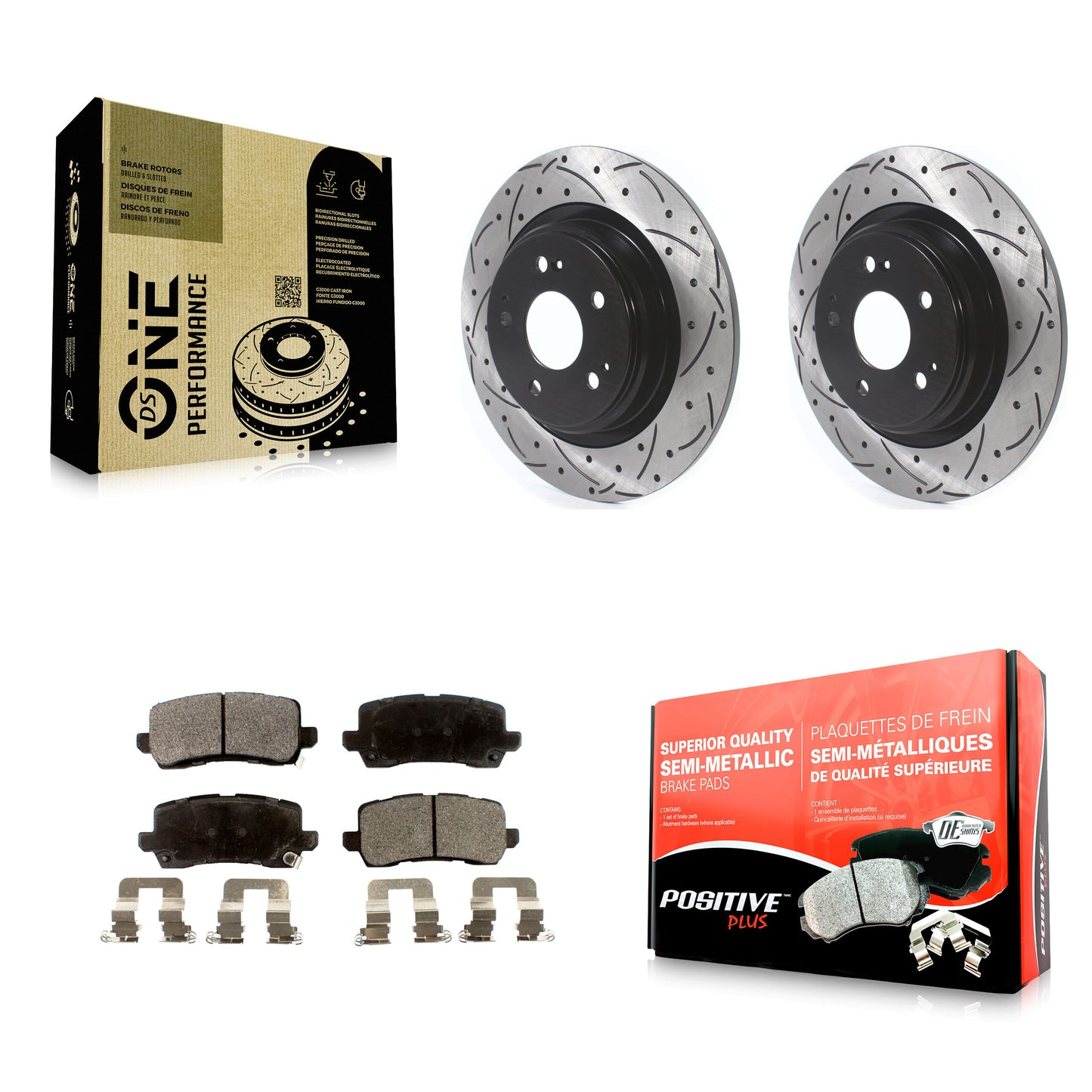 [Arrière] Kit de disque (percé rainuré revêtu) et plaquette (semi-métallique) de frein pour 2017-2020 Acura MDX KDF-100708