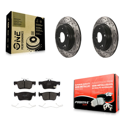 [Arrière] Kit de disque (percé rainuré revêtu) et plaquette (semi-métallique) de frein pour Honda Insight Civic KDF-100709