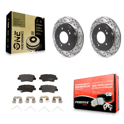 [Arrière] Kit de disque (percé rainuré revêtu) et plaquette (semi-métallique) de frein pour Hyundai Elantra Kia Niro Ioniq KDF-100710