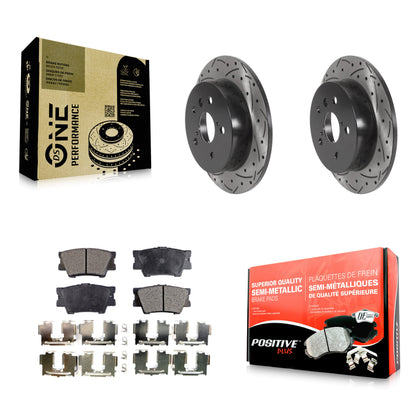 [Arrière] Kit de disque (percé rainuré revêtu) et plaquette (semi-métallique) de frein pour Toyota Camry KDF-100711