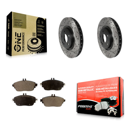 [Avant] Kit de disque (percé rainuré revêtu) et plaquette (semi-métallique) de frein pour Mercedes-Benz GLA250 CLA250 INFINITI QX30 B Electric Drive B250 KDF-100720