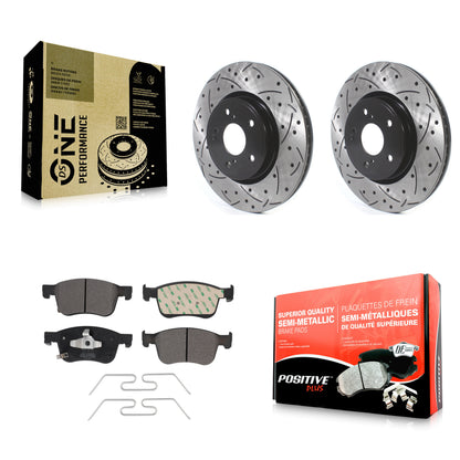 [Avant] Kit de disque (percé rainuré revêtu) et plaquette (semi-métallique) de frein pour Honda Accord Acura Civic Integra KDF-100721