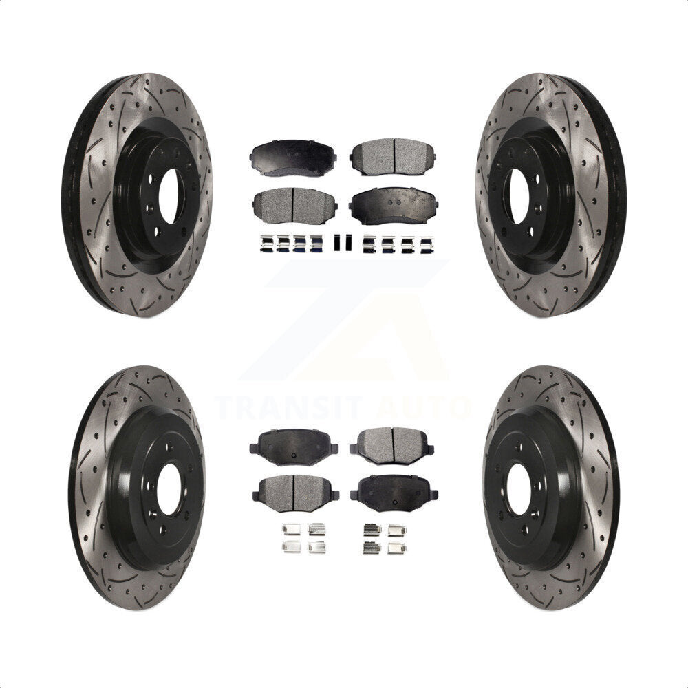 [Avant + Arrière] Kit de disque (percé rainuré revêtu) et plaquette (semi-métallique) de frein pour Ford Edge Lincoln MKX KDF-100724 par Transit Auto