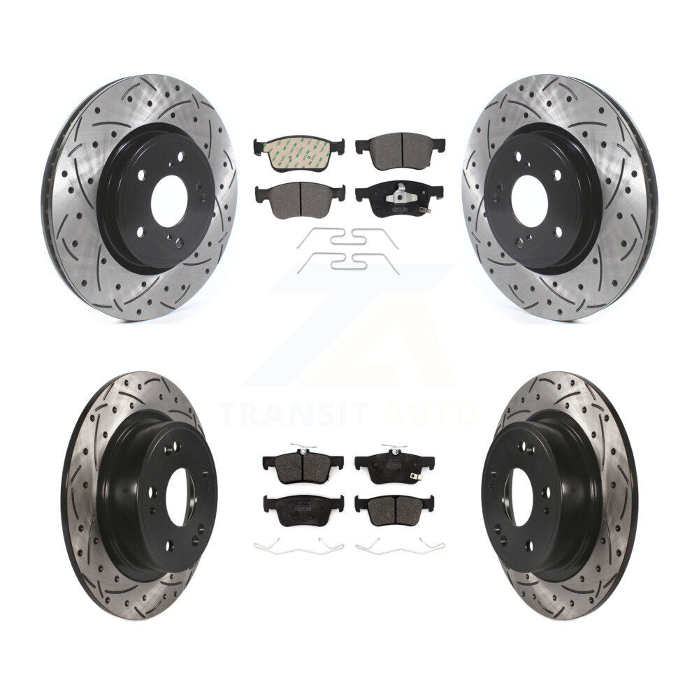 [Avant + Arrière] Kit de disque (percé rainuré revêtu) et plaquette (semi-métallique) de frein pour Honda Accord KDF-100726