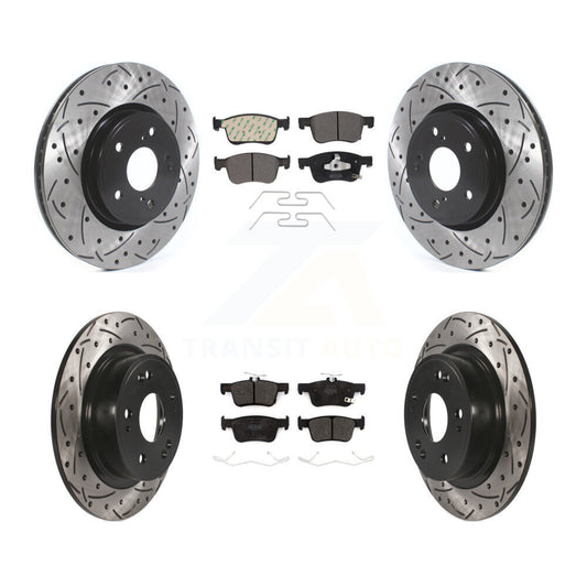 [Avant + Arrière] Kit de disque (percé rainuré revêtu) et plaquette (semi-métallique) de frein pour Honda Accord KDF-100726
