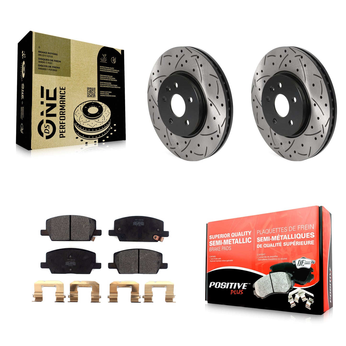 [Avant] Kit de disque (percé rainuré revêtu) et plaquette (semi-métallique) de frein pour Chevrolet Trax Buick Encore KDF-100736