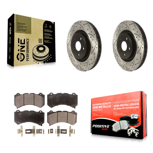 [Avant] Kit de disque (percé rainuré revêtu) et plaquette (semi-métallique) de frein pour Jeep Grand Cherokee Dodge Durango KDF-100741