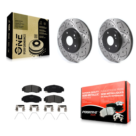 [Avant] Kit de disque (percé rainuré revêtu) et plaquette (semi-métallique) de frein pour Honda Accord Acura TSX KDF-100743