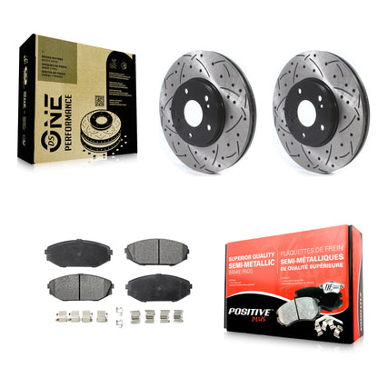 [Avant] Kit de disque (percé rainuré revêtu) et plaquette (semi-métallique) de frein pour Honda Odyssey Acura MDX KDF-100745