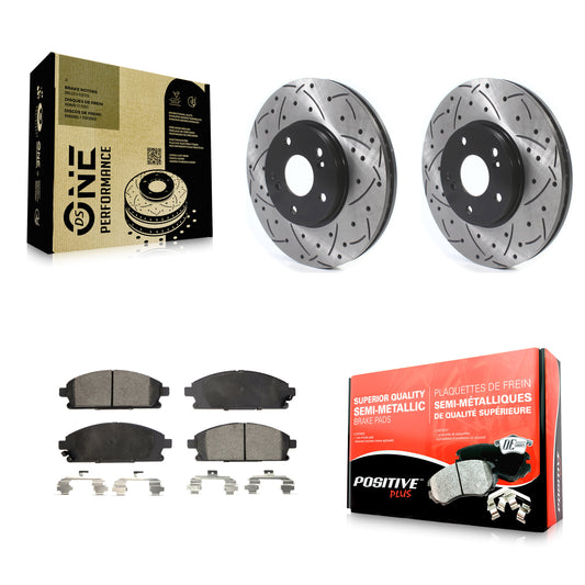 [Avant] Kit de disque (percé rainuré revêtu) et plaquette (semi-métallique) de frein pour 2003-2006 Acura MDX KDF-100746