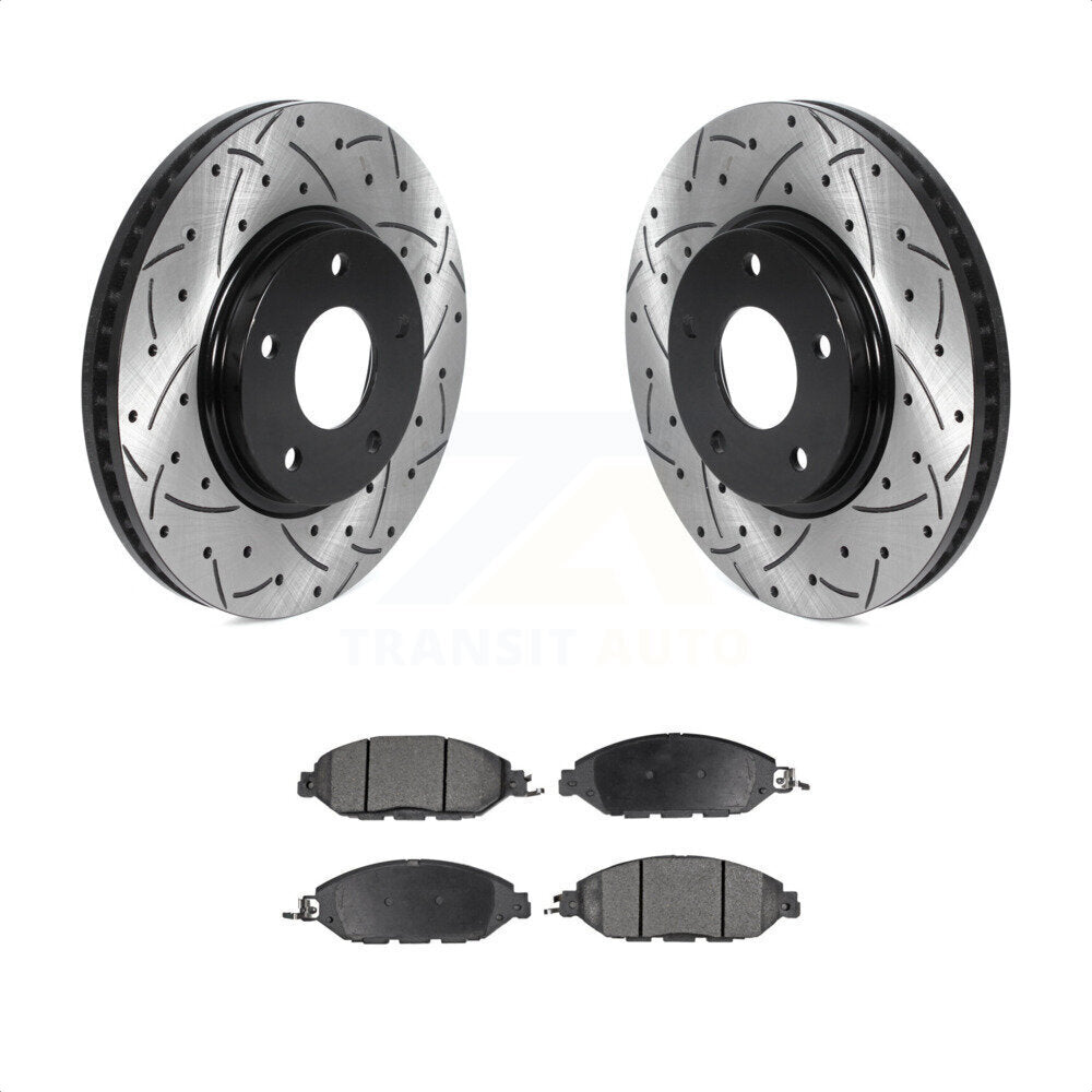 [Avant] Kit de disque (percé rainuré revêtu) et plaquette (semi-métallique) de frein pour 2016 Nissan Pathfinder From 11 15 KDF-100751 par Transit Auto